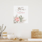 Pampas Grass Pink Blumenrosa Begrüßungszeichen Poster (Küche)