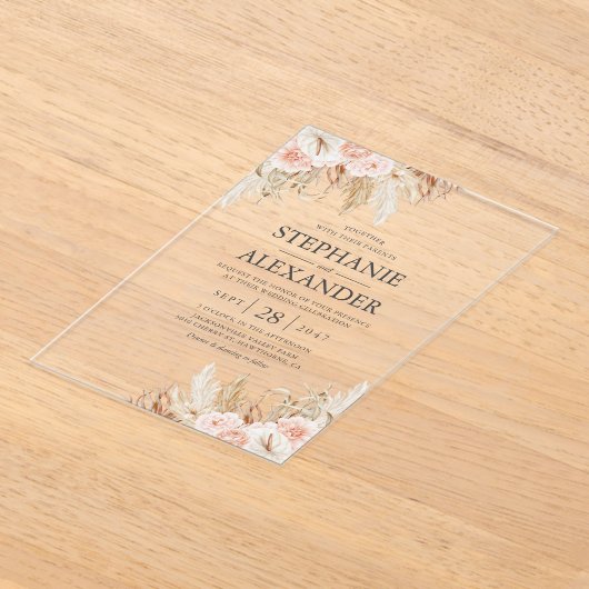 Pampas Grass Pink Blumenzehen Acryleinladungen (Ablage )