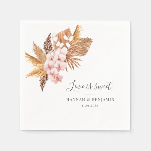 Pampas Grass Pink Blumenzettel Serviette (Vorderseite)