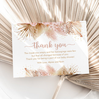 Pampas Grass Pink Blütendusche Dankeskarte