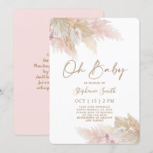 Pampas Grass Pink Boho Chic Baby Shower Girl