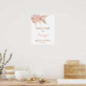 Pampas Grass Pink Boho Chic Bridal Begrüßungszeich Poster (Küche)