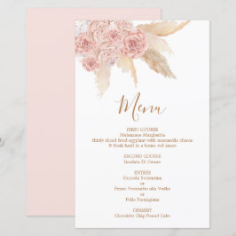 Pampas Grass pink Boho Chic Menü Card