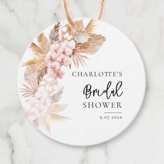 Pampas Grass Pink Brautparty Geschenkanhänger (Vorderseite)