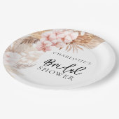 Pampas Grass Pink Brautparty Pappteller (Schrägansicht)