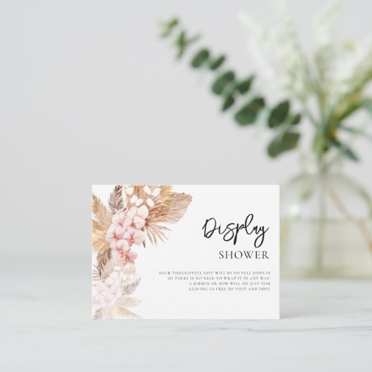 Pampas Grass Pink Bridal Blütendusche Begleitkarte (Stehend Vorderseite)