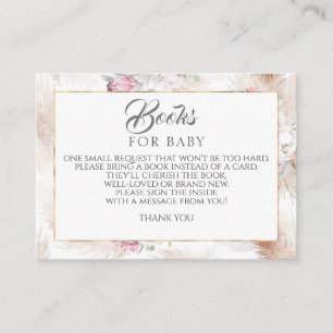 Pampas Grass Pink Floral Baby Books Request Visitenkarte