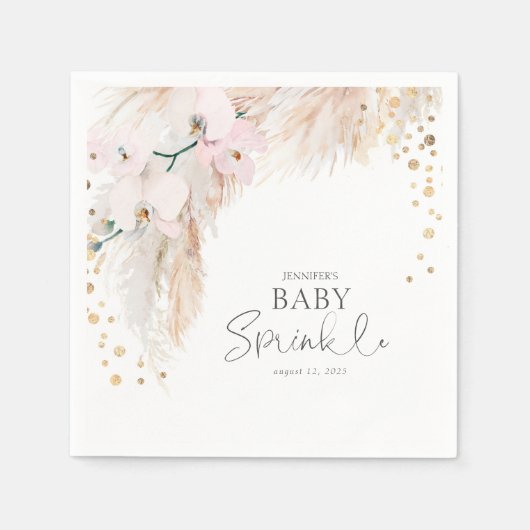 Pampas Grass Pink Floral Baby Sprinkle Serviette (Vorderseite)