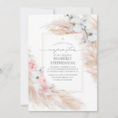 Pampas Grass Pink Floral Bestätigung Einladung (Vorderseite)