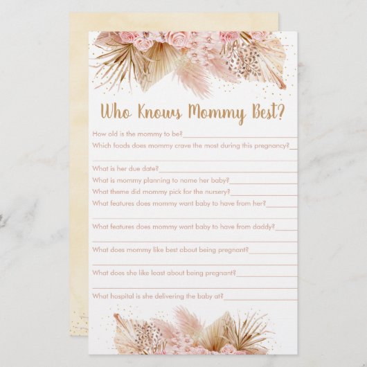 Pampas Grass Pink Floral, die Mommy Best Game kenn (Vorne/Hinten)