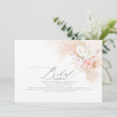 Pampas Grass Pink Floral Exotisches Brautparty Einladung (Stehend Vorderseite)