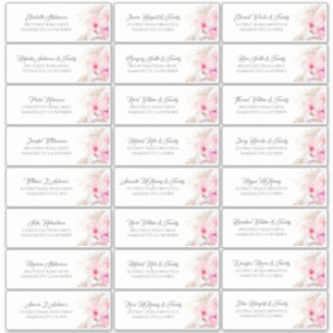 Pampas Grass Pink Floral Guest Name Labels