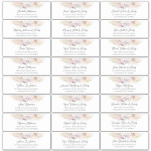 Pampas Grass Pink Floral Guest Name Labels