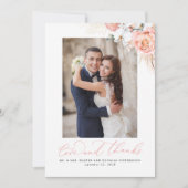 Pampas Grass Pink Floral Wedding Vielen Dank Dankeskarte (Vorderseite)