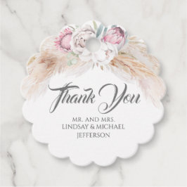 Pampas Grass Pink Floral Wedding Vielen Dank Geschenkanhänger