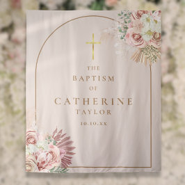 Pampas Grass Pink Gold Arch Taufe Foto Hintergrund Wandteppich