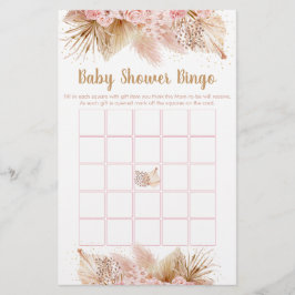 Pampas Grass Pink Gold Baby Dusche Bingo Spiel