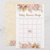 Pampas Grass Pink Gold Baby Dusche Bingo Spiel (Vorne/Hinten)