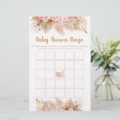 Pampas Grass Pink Gold Baby Dusche Bingo Spiel (Stehend Vorderseite)