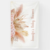 Pampas Grass Pink Gold Floral Baby Dusche Banner (Vertikal)