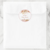 Pampas Grass Pink Gold Floral Baby Dusche Runder Aufkleber (Tasche)