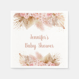 Pampas Grass Pink Gold Floral Baby Dusche Serviette