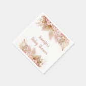 Pampas Grass Pink Gold Floral Baby Dusche Serviette (Ecke)