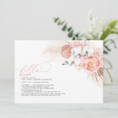 Pampas Grass Pink Hello Baby Girl Dusche Einladung (Stehend Vorderseite)