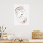 Pampas Grass Pink King Protea Chic Hochzeit Empfan Poster (Küche)