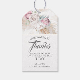 Pampas Grass Pink King Protea Wedding Vielen Dank Geschenkanhänger