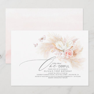 Pampas Grass Pink Little Miss Onederday Einladung