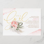 Pampas Grass Pink Niedliche Babydusche Real Folieneinladung (Vorderseite)