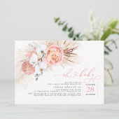 Pampas Grass Pink Oh Girl Baby Dusche Einladung (Stehend Vorderseite)