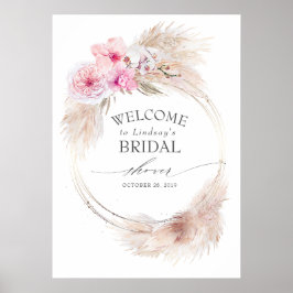 Pampas Grass Pink Orchids Brautparty Willkommen Poster