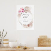 Pampas Grass Pink Orchids Brautparty Willkommen Poster (Küche)