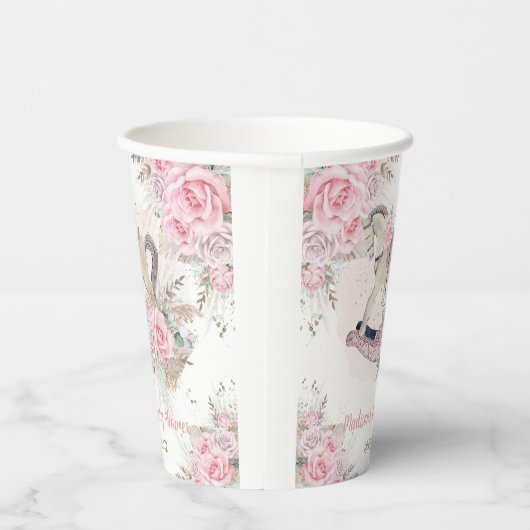 Pampas Grass Pink Rocking Horse Kinderdusche Pappbecher (Rechts)