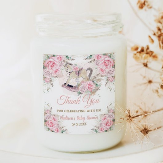 Pampas Grass Pink Rocking Horse Kinderdusche Quadratischer Aufkleber