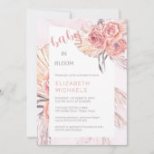 Pampas Grass |Pink Roses Baby in Bloom Girl Dusche Einladung (Vorderseite)