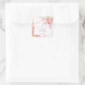 Pampas Grass | Pink Roses Brautparty Vielen Dank Quadratischer Aufkleber (Tasche)