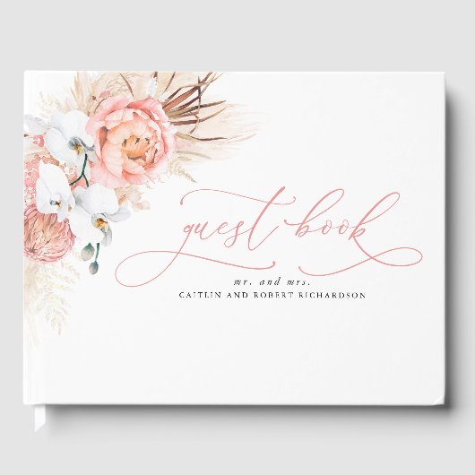 Pampas Grass Pink Wedding Gästebuch (Vorderseite)