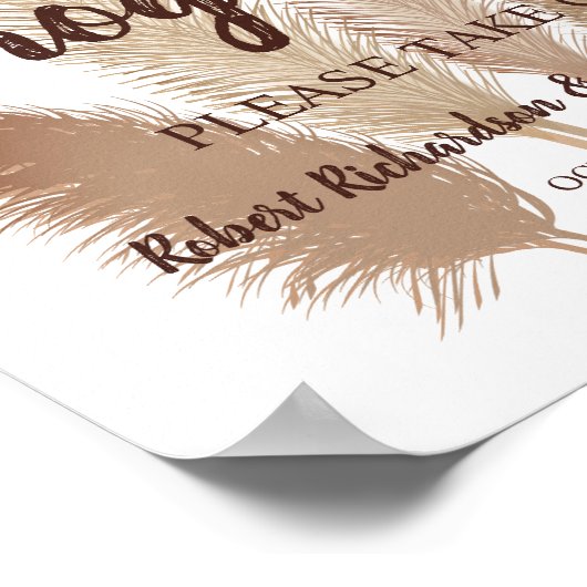 Pampas Grass Programme Hochzeitsfeier Unterzeichnu Poster (Ecke)