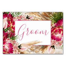 Pampas Grass Protea Floral Moderne Groom Hochzeit