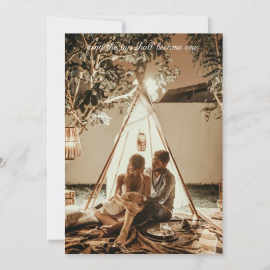 Pampas Grass Protea Script Foto Wedding Einladung (Rückseite)