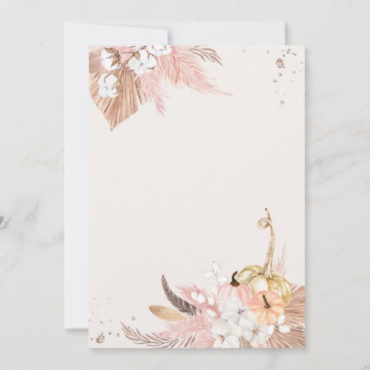Pampas Grass Pumpkin Bridal Dusche Einladung Boho (Rückseite)