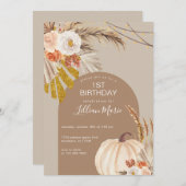 Pampas Grass Pumpkin Einladung zum Geburtstag (Vorne/Hinten)