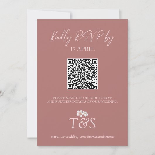 Pampas Grass QR Code in einer Boho Hochzeit Einladung (Rückseite)