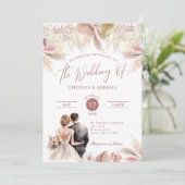 Pampas Grass QR Code UAWG Wedding Boho Einladung (Stehend Vorderseite)