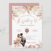 Pampas Grass QR Code UAWG Wedding Boho Einladung (Vorne/Hinten)