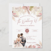 Pampas Grass QR Code UAWG Wedding Boho Einladung (Vorderseite)