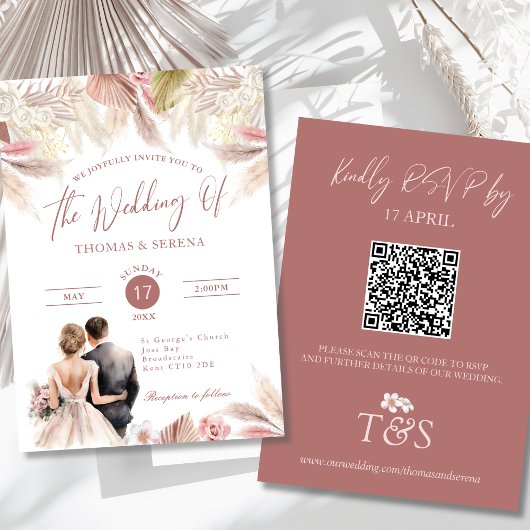 Pampas Grass QR Code UAWG Wedding Boho Einladung